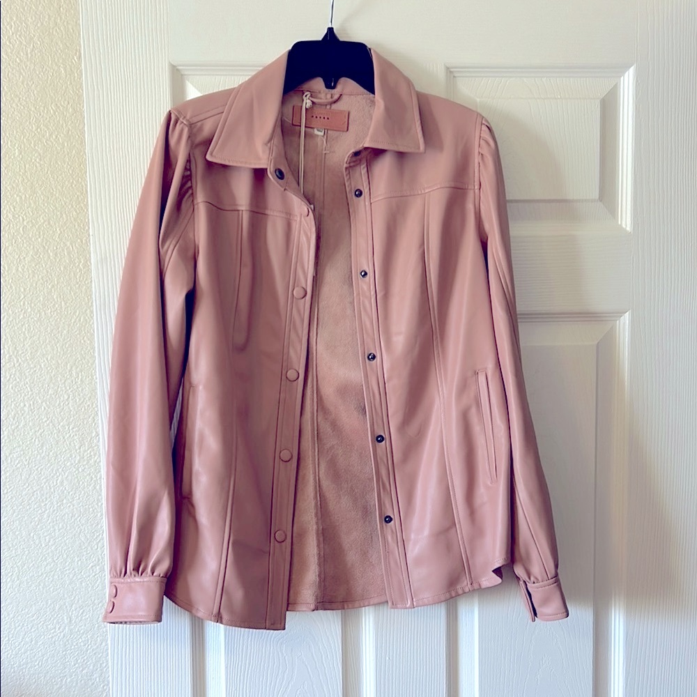Blank NYC Pink Faux Leather Shacket